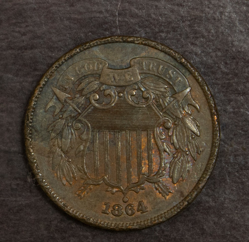 1864 two cent piece rim - 1864,